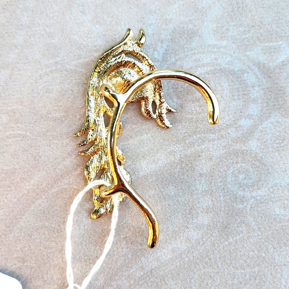 Single ear wrap for L ear 9K gold w blue,  clear Swarovski crystals. NWT! - Picture 3 of 3